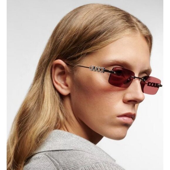 NEW GUCCI SUNGLASSES SILVER PURPLE UNISEX EYEWEAR GUCCI GG1808S 004 main image 8